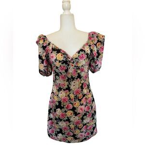 SHEINFloral Puff Sleeve Mini Dress